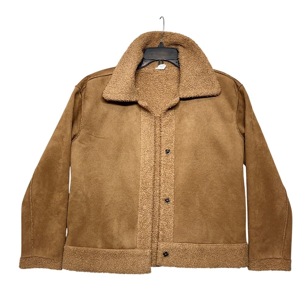 Marine Layer Jacket Small Brown Womens Nova Reversible Suede Sherpa Fleece